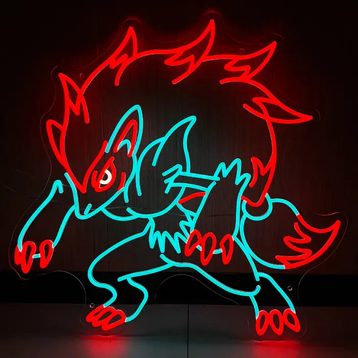 Pokémon Zoroark Neon LED Schild – 12V Leuchtschild | Pokémon Gaming Wanddeko