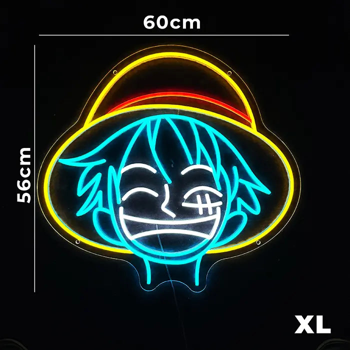 Strohhut Luffy Neon LED Schild – XL 12V Leuchtschild | One Piece Fan Wanddeko