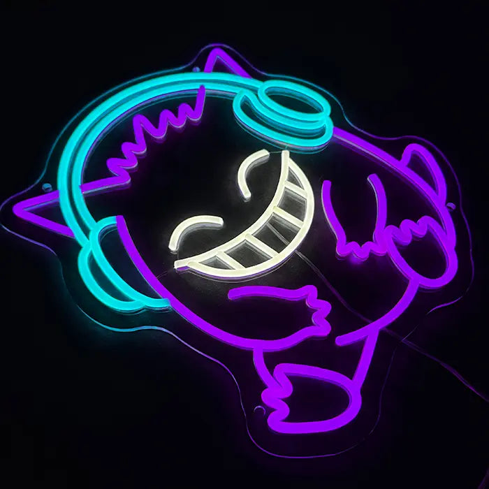 Pokémon Gengar Chill Neon LED Schild, mit sichtbarem Anschlusskabel am unteren Rand