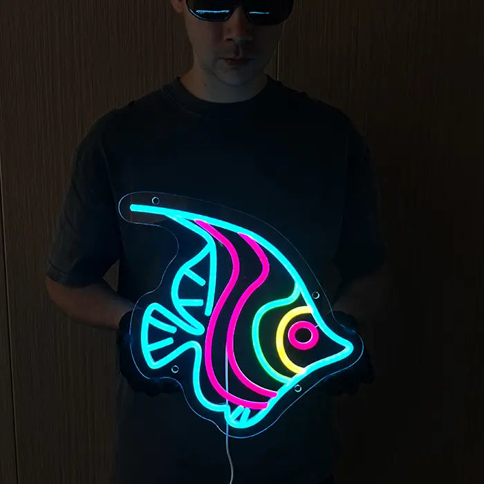 Ozean Fisch Neon LED Schild – USB, dimmbar | Maritim Wanddeko