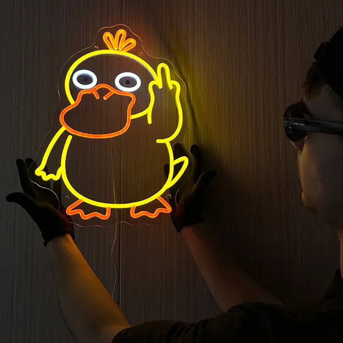 Pokémon Enton Mittelfinger Neon LED Schild – USB, dimmbar | Gamer Wanddeko