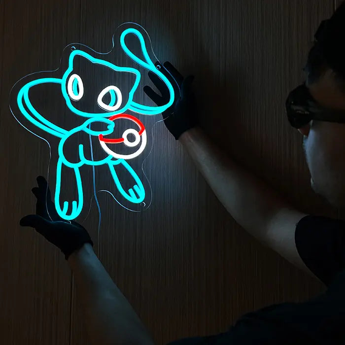 Pokémon Mew Neon LED Schild – USB, dimmbar | Pokémon Gaming Wanddeko