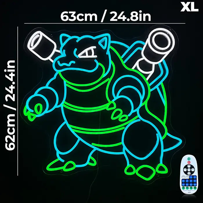 Pokémon Turtok Neon LED Schild – Dimmbar mit Fernbedienung | Pokémon Gaming Wanddeko