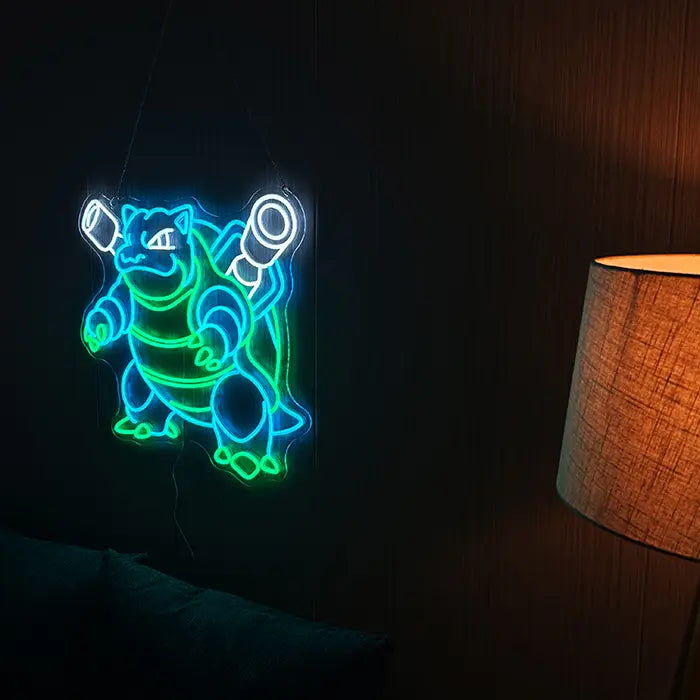 Pokémon Turtok Neon LED Schild – Dimmbar mit Fernbedienung | Pokémon Gaming Wanddeko