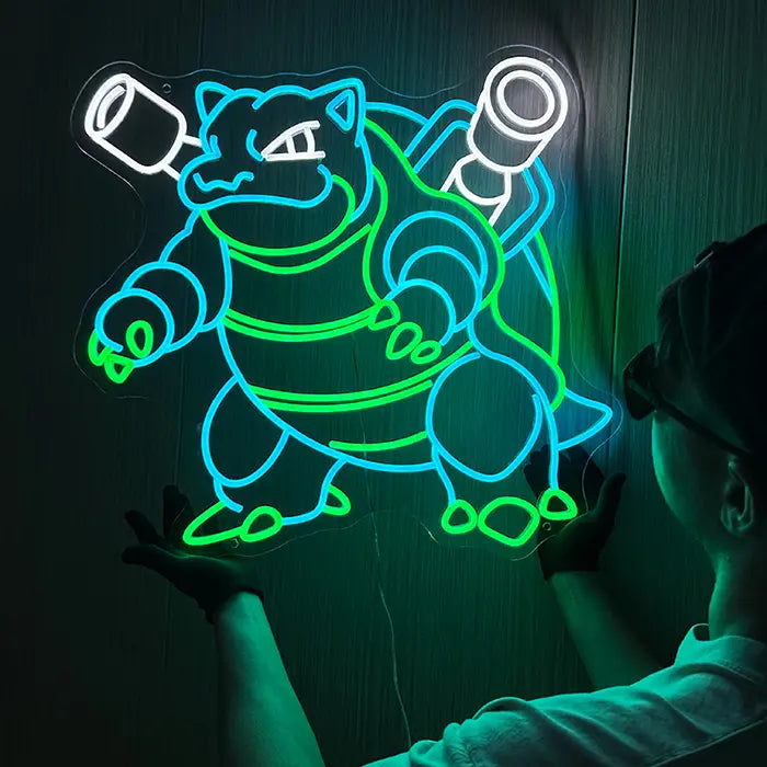 Pokémon Turtok Neon LED Schild – Dimmbar mit Fernbedienung | Pokémon Gaming Wanddeko