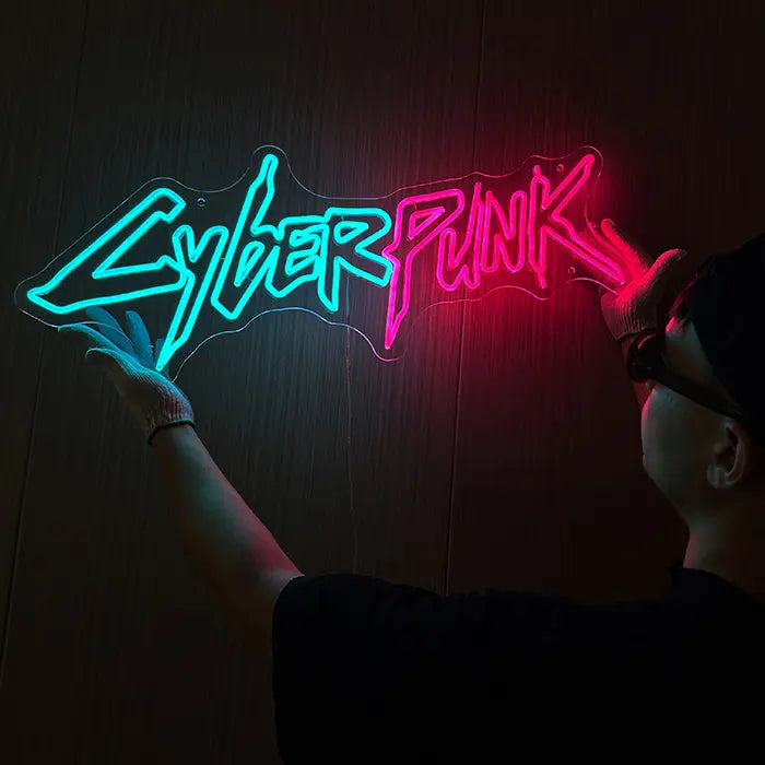 CYBERPUNK Neon LED Schild – Dimmbar mit Fernbedienung | Gaming Sci-Fi