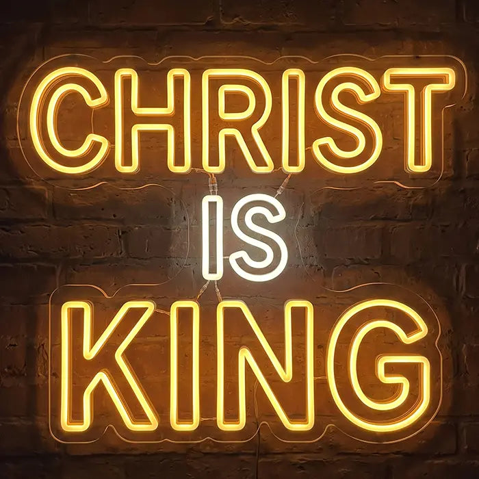 Christ is King Set Neon LED Schild – 7 Designs, USB oder 12V | Christliche Deko