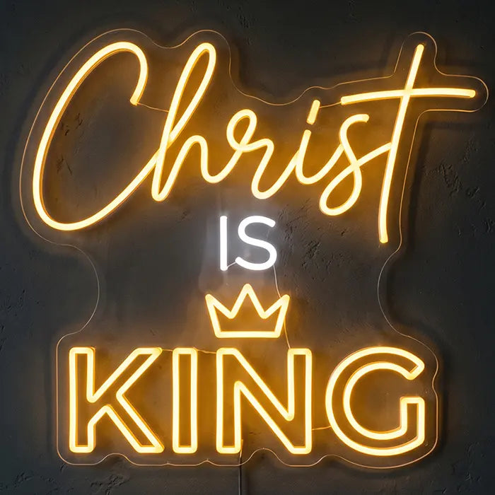 Christ is King Set Neon LED Schild – 7 Designs, USB oder 12V | Christliche Deko