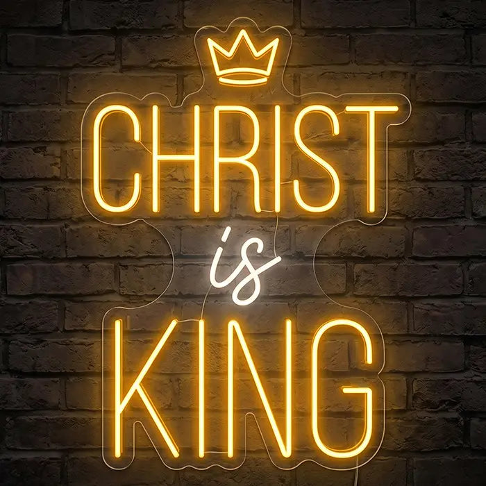 Christ is King Set Neon LED Schild – 7 Designs, USB oder 12V | Christliche Deko
