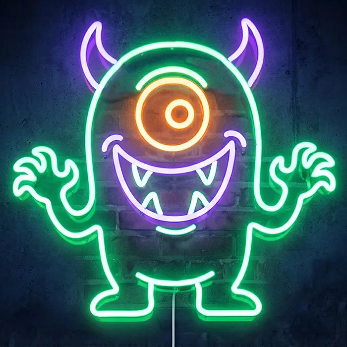 Happy Spuck Set Neon LED Schild – 9 Motive, dimmbar | Halloween Kinderzimmer Deko