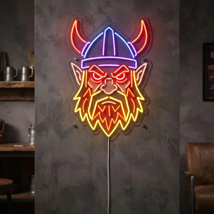 Böser Wikinger Neon LED Schild – Dimmbar mit Fernbedienung | Wikinger Männerhöhle Deko