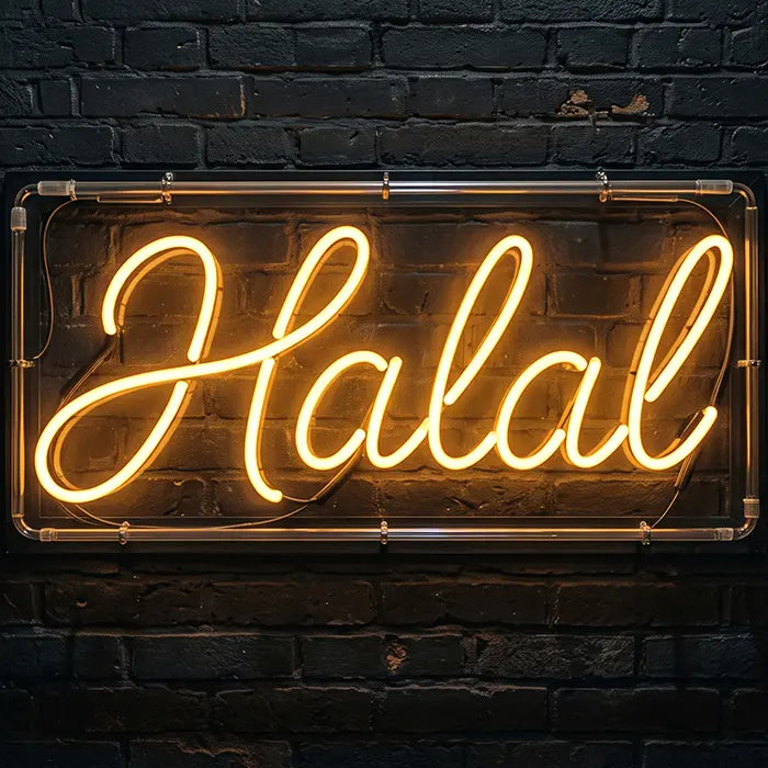 Halal Set Neon LED Schild – 9 Designs, USB oder 12V | Gastronomie Deko