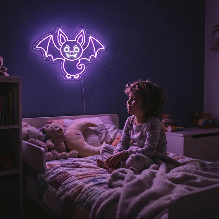 Happy Spuck Set Neon LED Schild – 9 Motive, dimmbar | Halloween Kinderzimmer Deko