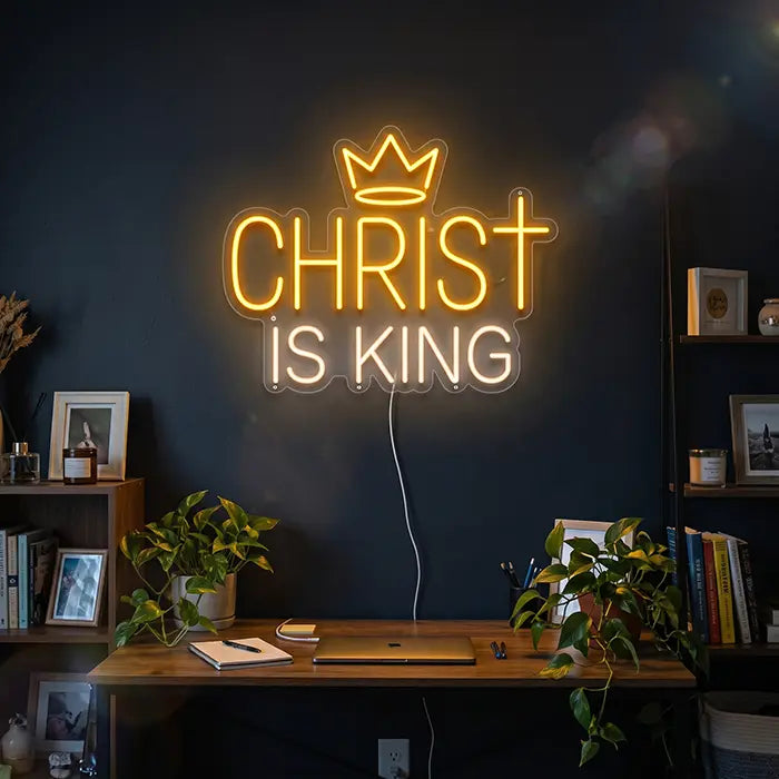 Christ is King Set Neon LED Schild – 7 Designs, USB oder 12V | Christliche Deko