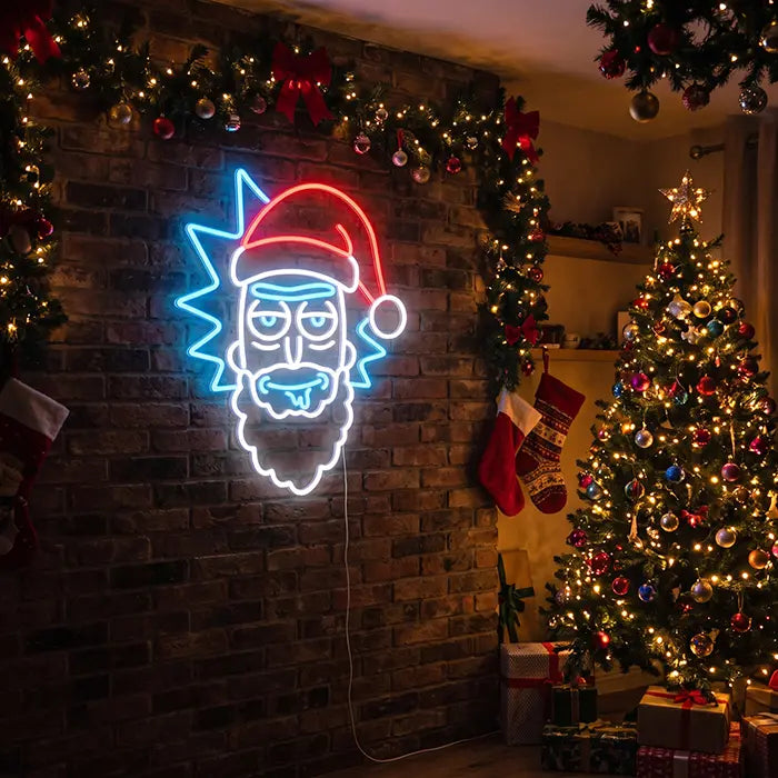 Weihnachtsmann Rick Neon LED Schild – Dimmbar mit Fernbedienung | Rick and Morty Weihnachtsdeko