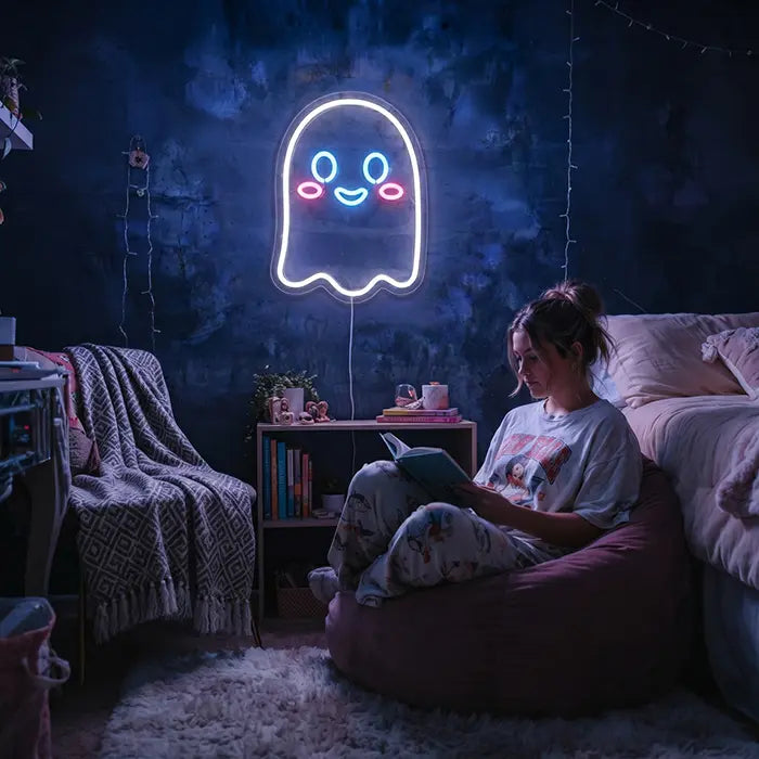 Bubu der kleine Geist Neon LED Schild – USB, dimmbar | Kinderzimmer Halloween Deko