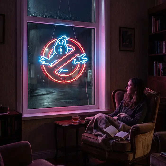 Ghostbusters Logo Neon LED Schild – USB Leuchtschild | Filmfan Wanddeko
