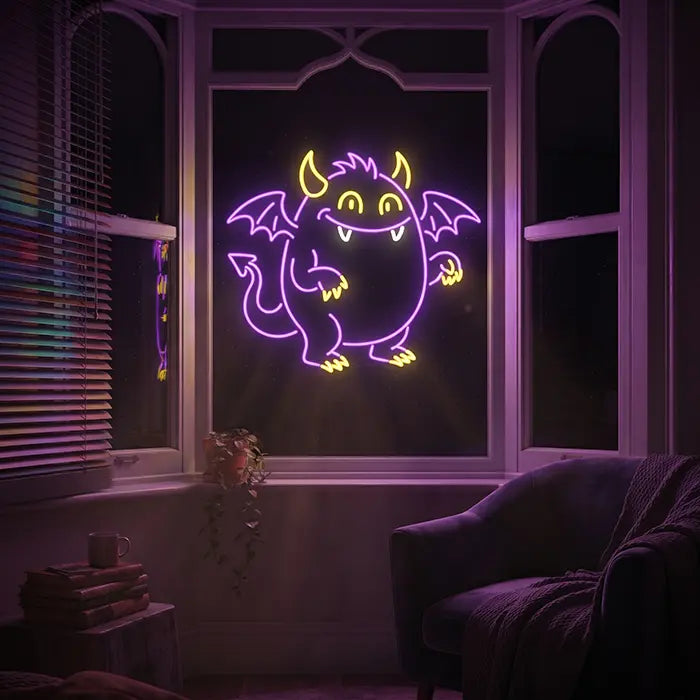Pummel-Monster Neon LED Schild – Dimmbar mit Fernbedienung | Monster Kinderzimmer Deko
