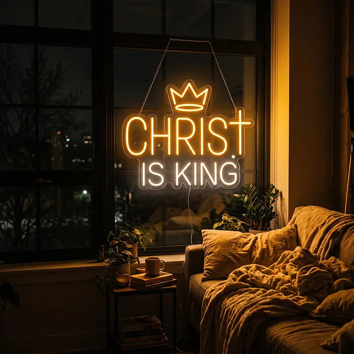 Christ is King Set Neon LED Schild – 7 Designs, USB oder 12V | Christliche Deko
