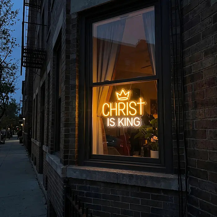 Christ is King Set Neon LED Schild – 7 Designs, USB oder 12V | Christliche Deko