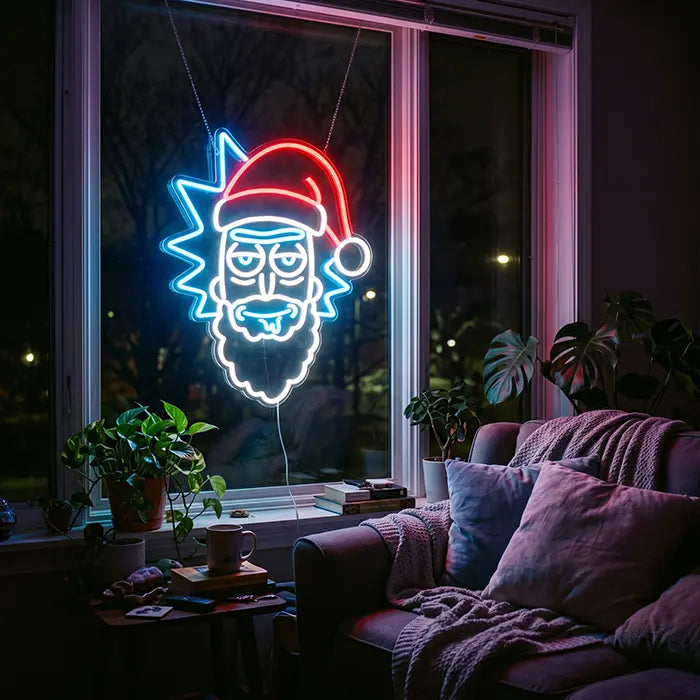 Weihnachtsmann Rick Neon LED Schild – Dimmbar mit Fernbedienung | Rick and Morty Weihnachtsdeko