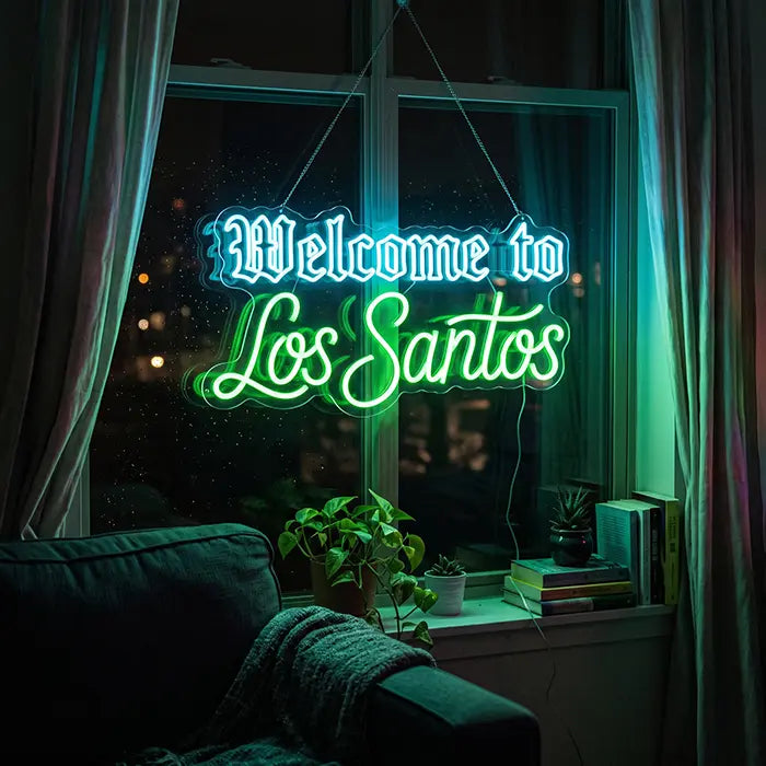 Los Santos Set Neon LED Schild – 2 Designs, USB oder 12V | GTA Gaming Deko