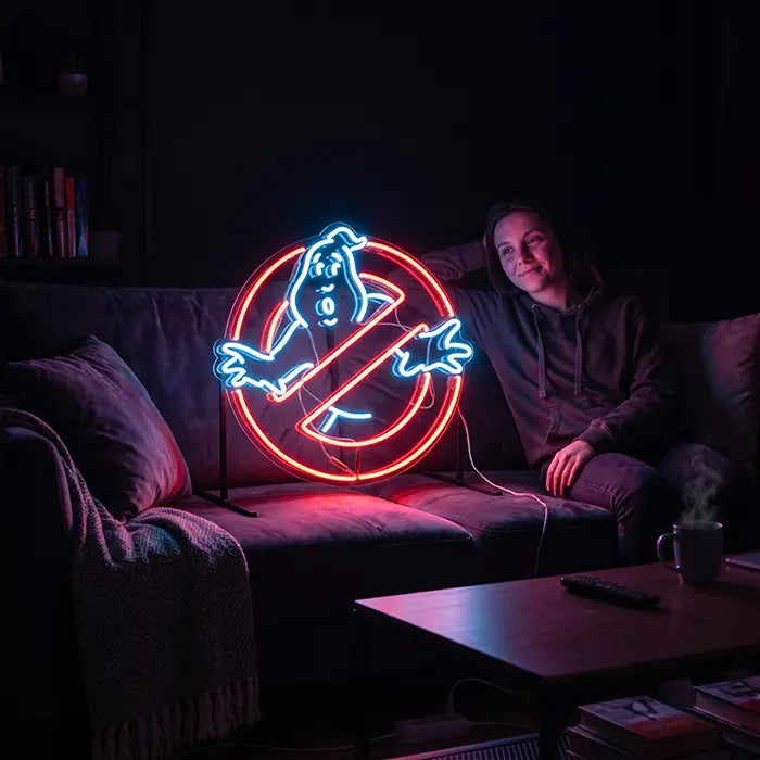 Ghostbusters Logo Neon LED Schild – USB Leuchtschild | Filmfan Wanddeko