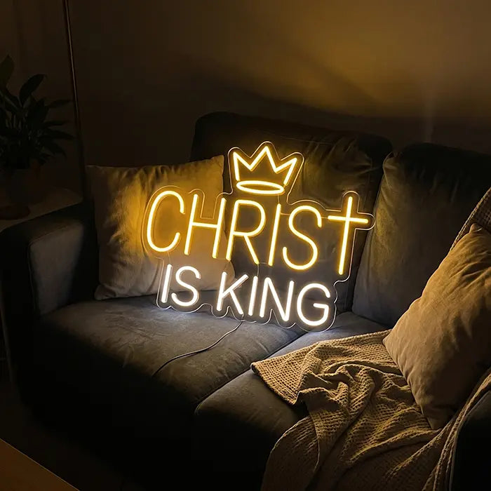 Christ is King Set Neon LED Schild – 7 Designs, USB oder 12V | Christliche Deko