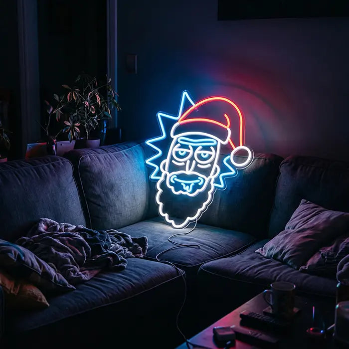 Weihnachtsmann Rick Neon LED Schild – Dimmbar mit Fernbedienung | Rick and Morty Weihnachtsdeko