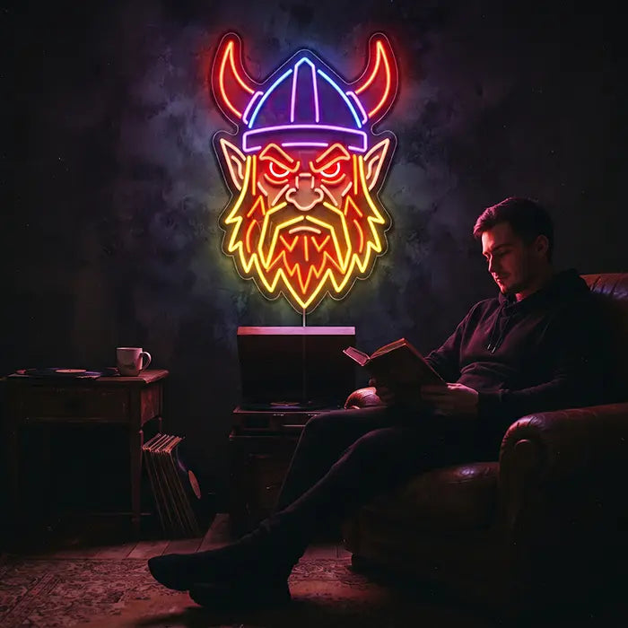 Böser Wikinger Neon LED Schild – Dimmbar mit Fernbedienung | Wikinger Männerhöhle Deko