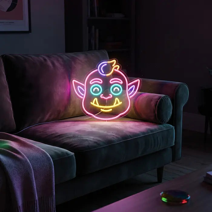 Freundlicher Ork Neon LED Schild – Dimmbar, USB oder 12V | Monster Kinderzimmer Deko