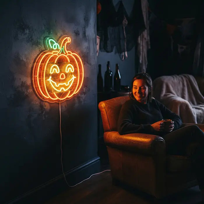 Happy Spuck Set Neon LED Schild – 9 Motive, dimmbar | Halloween Kinderzimmer Deko
