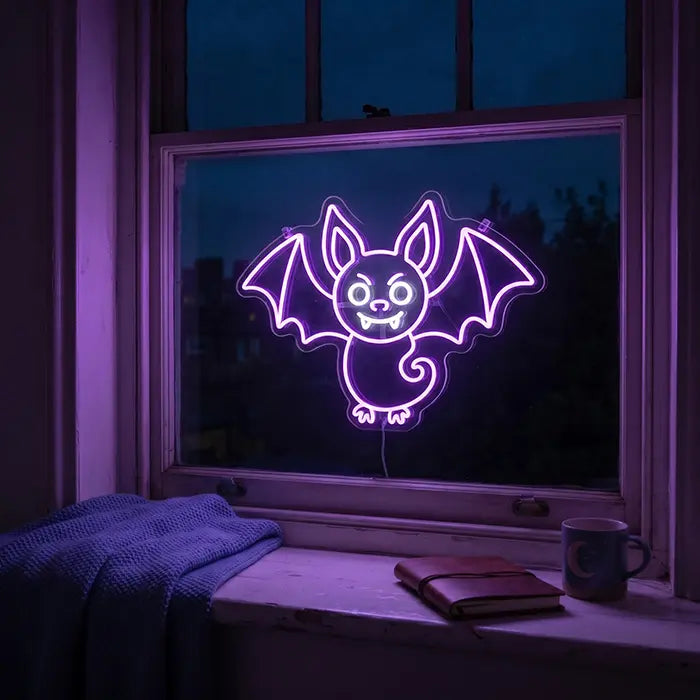 Happy Spuck Set Neon LED Schild – 9 Motive, dimmbar | Halloween Kinderzimmer Deko
