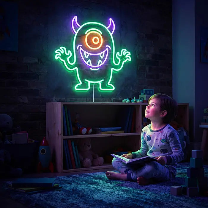 Happy Spuck Set Neon LED Schild – 9 Motive, dimmbar | Halloween Kinderzimmer Deko