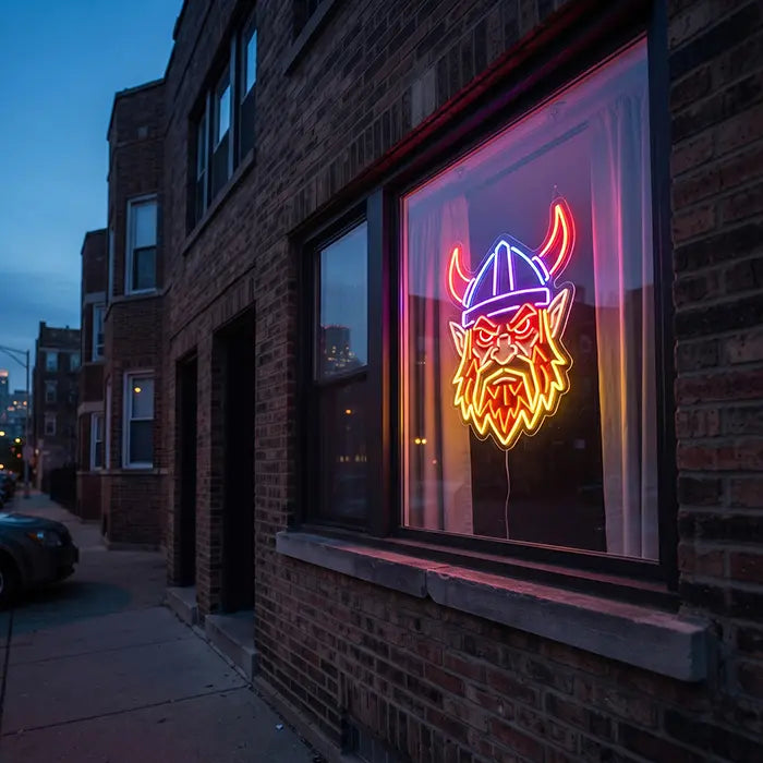 Böser Wikinger Neon LED Schild – Dimmbar mit Fernbedienung | Wikinger Männerhöhle Deko