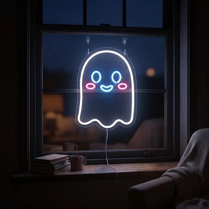 Bubu der kleine Geist Neon LED Schild – USB, dimmbar | Kinderzimmer Halloween Deko