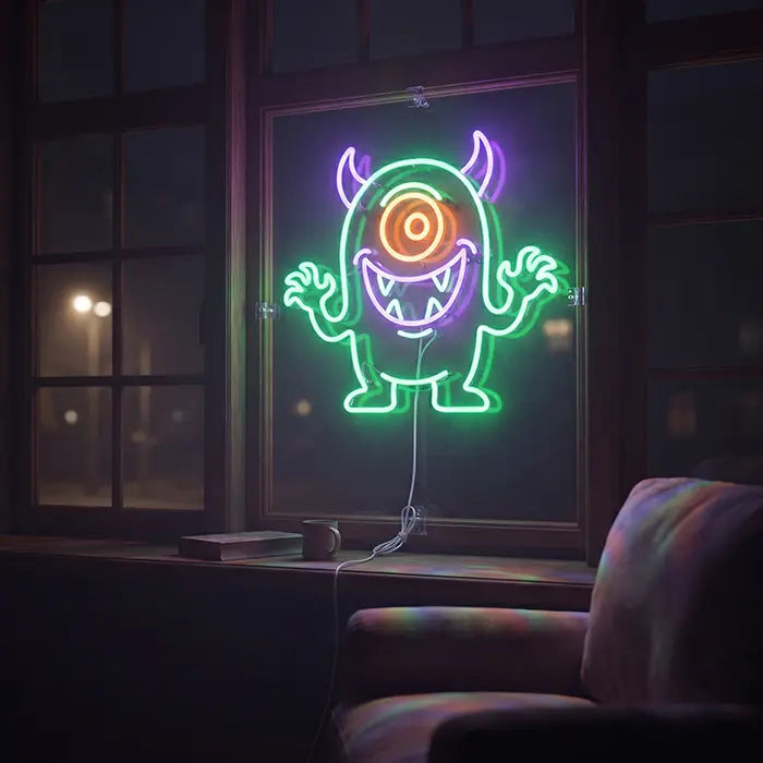 Monster Bob Neon LED Schild – Dimmbar mit Fernbedienung | Monster Kinderzimmer Deko