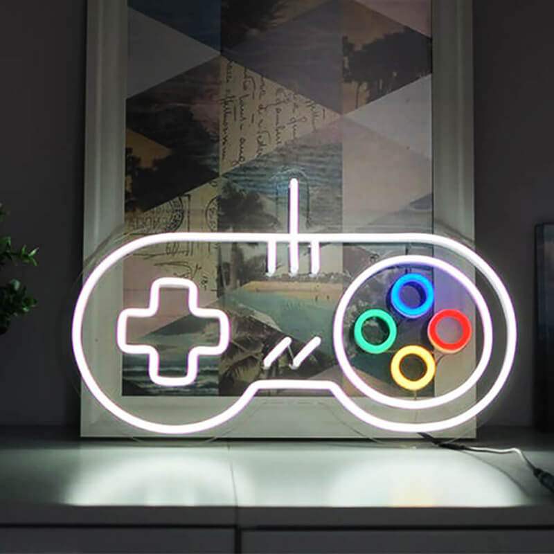 Retro Gaming Controller Leuchtschild – SNES Deko fürs Mancave