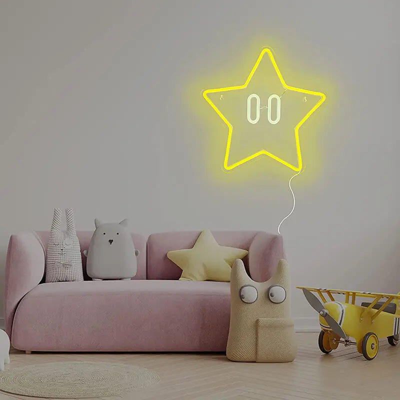 Super Star Neon LED Schild – USB Leuchtschild | Retro Gaming Wanddeko