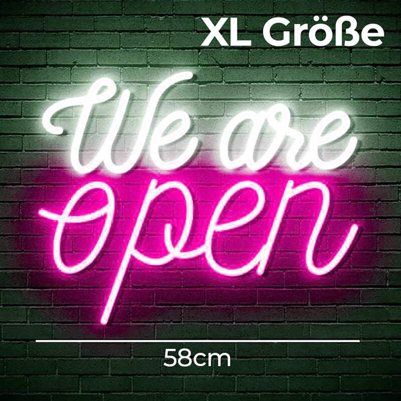 We Are Open LED Wanddeko – Eingangs-Statement für Pop-Up Store