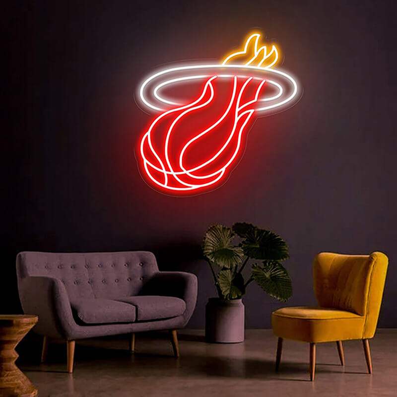 Feuer Basketball Neon LED Schild dimmbar 9 Stufen USB – NBA Fan Beleuchtung