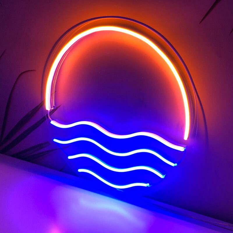 Lichtmeer Leuchtschild XL – maritime Wohnzimmer Deko in Blau und Orange