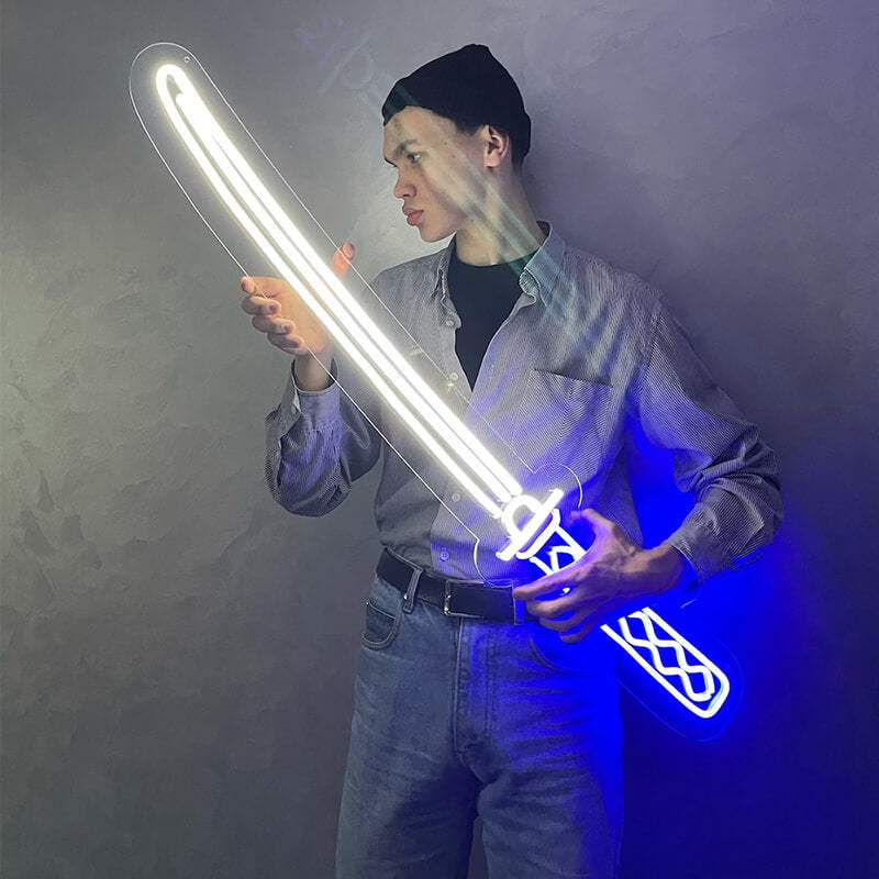 Samurai Katana LED Leuchtschild beleuchtet – japanische Wanddeko fürs Dojo
