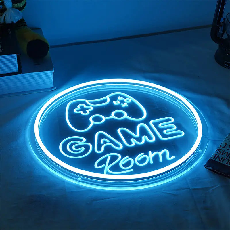 Game Room Neon LED Schild beleuchtet – Streamer Setup Deko