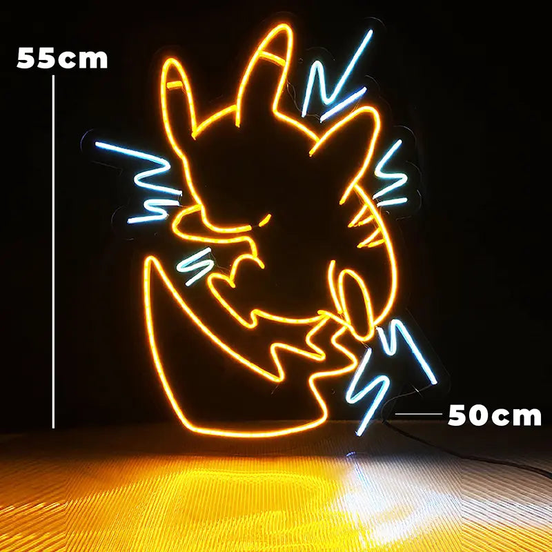 Pikachu Elektro Pokémon Neonschild – LED Wanddeko mit Blitz-Effekt