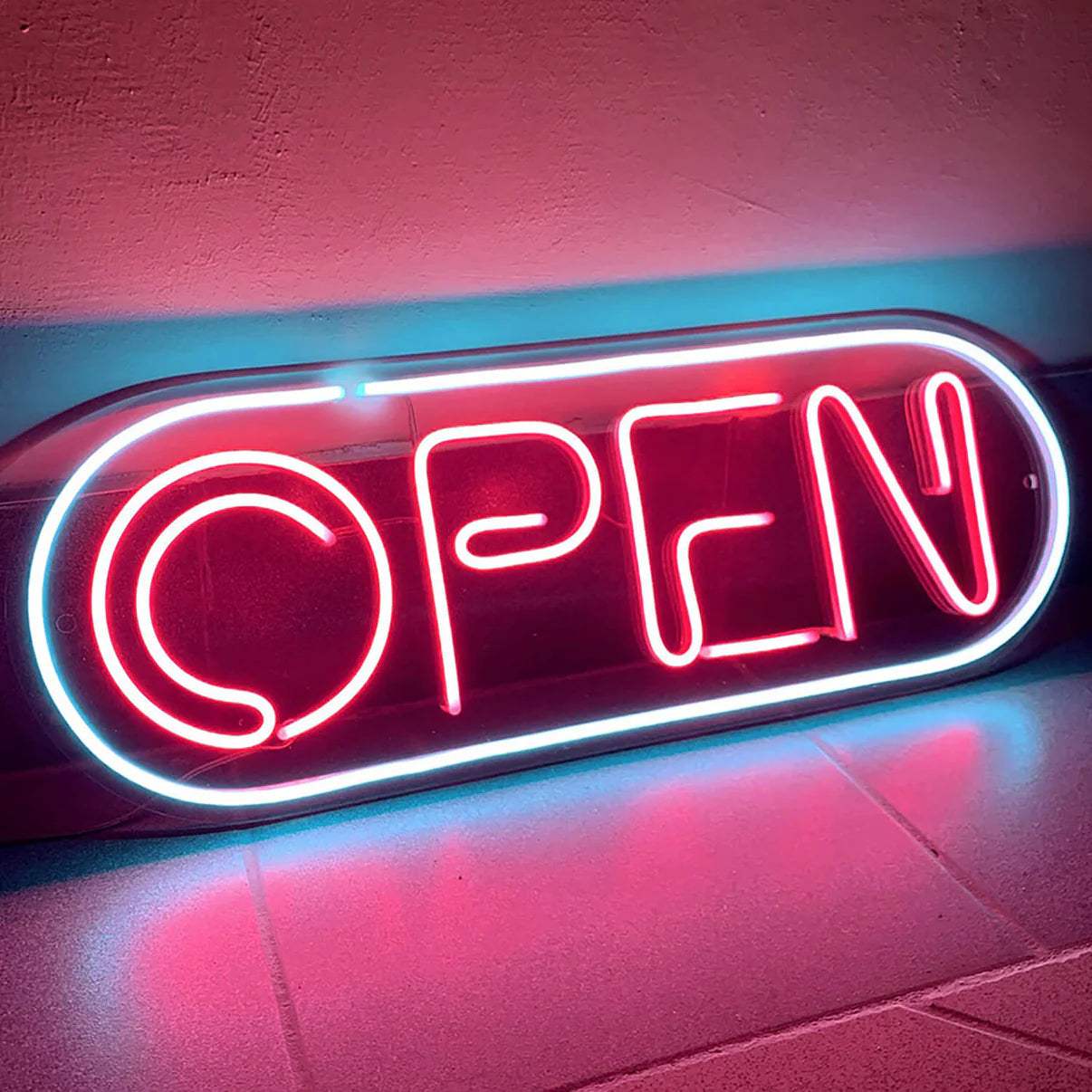 Open Cyberpunk Neon LED Schild USB – Shop Deko mit futuristischem Style