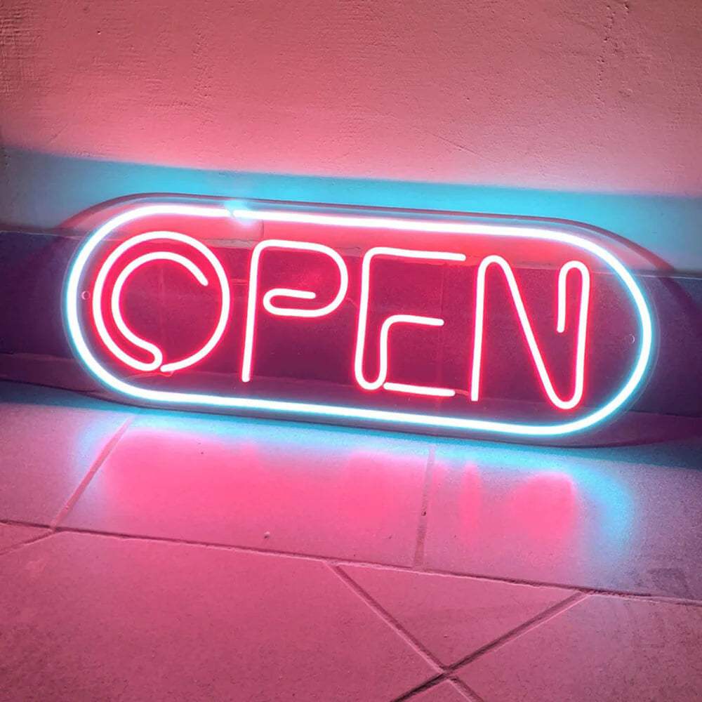 Open Cyberpunk Neon Sign – Eyecatcher für Vape Shops und Streetwear Stores
