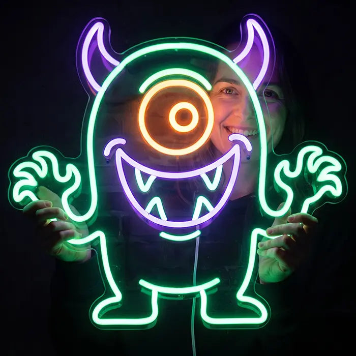 Monster Bob Neon LED Schild – Dimmbar mit Fernbedienung | Monster Kinderzimmer Deko