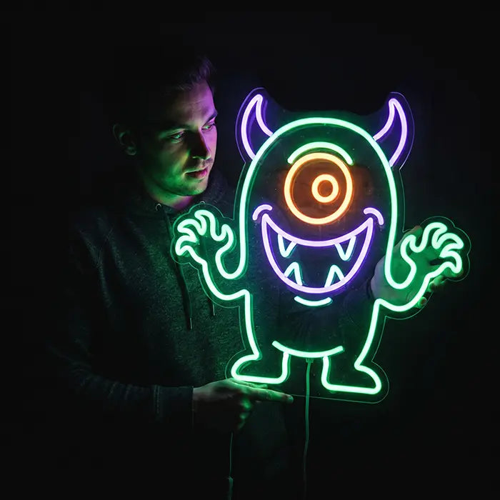 Happy Spuck Set Neon LED Schild – 9 Motive, dimmbar | Halloween Kinderzimmer Deko