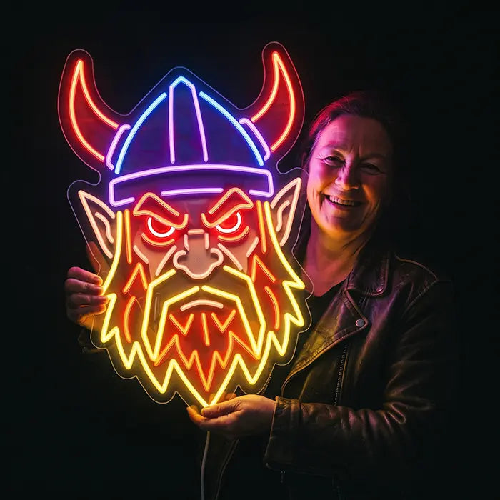 Böser Wikinger Neon LED Schild – Dimmbar mit Fernbedienung | Wikinger Männerhöhle Deko